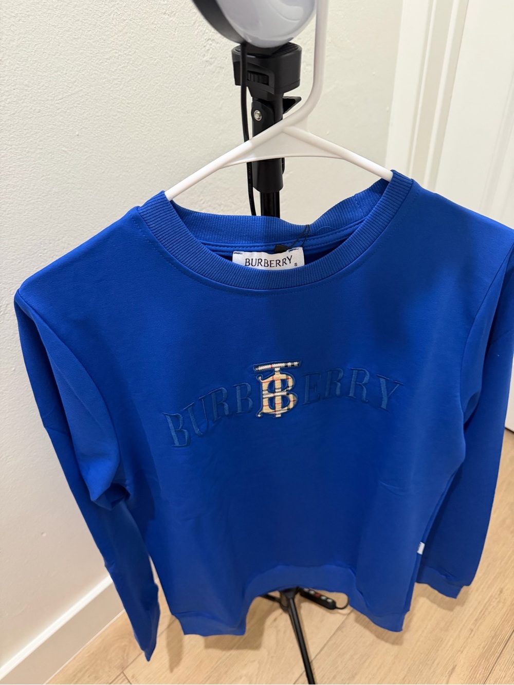 Burberry Cobalt Blue Embroidered TB Monogram Sweatshirt